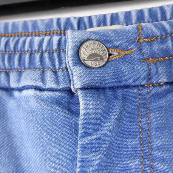 Faherty Pants Kids SZ 8 Denim Terry Stretch Relaxed Fit Elastic Waistband EUC - Picture 3 of 11